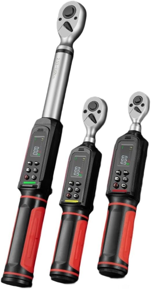 Digital torque wrench 1/4 3/8 1/2 inch with vibration buzzer LED overload protection 9 preset modes unit switching quick release ratchet head (10mm 2.02-135N.m)
