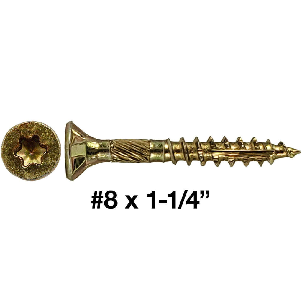 Jake Sales #8 x 1-1/4' Gold Star Wood Screw Torx/Star Drive Flat Head CASE Qty 42 Boxes 9,702 Screws