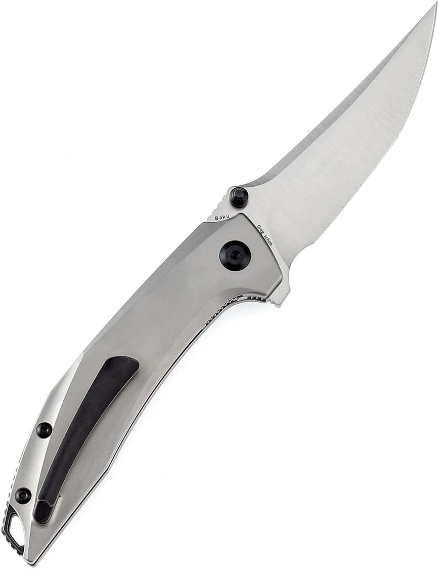 KANSEPT Baku Pocket Folding Knives for Men EDC Camping Folding Knife 3.2'' Satin CPM-S35VN Material Outdoor Folding Knives with Plain Titanium Handle Everyday Carry K1056A3