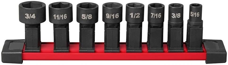 8 PC 49-16-1640 for Milwaukee 6-Point design Non-slip hex geometry Box Ratchet Socket Set Length 9 in Width 1.54 in Height 2.17 in