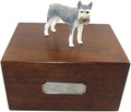Beautiful Paulownia Large Wooden Urn with Gray Giant Schnauzer Figurine & Personalized Pewter Engraving