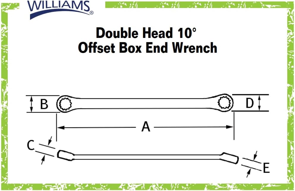 Williams WS-7707 7-Piece Double Head 10-Degree Offset Box End Wrench Set