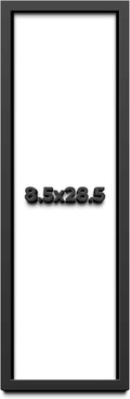 8.5x28.5 Shadow Box Black Solid Wood Display Frame with White Acid-Free Backing UV Acrylic & Hanging Hardware - with 3/4' Usable Depth