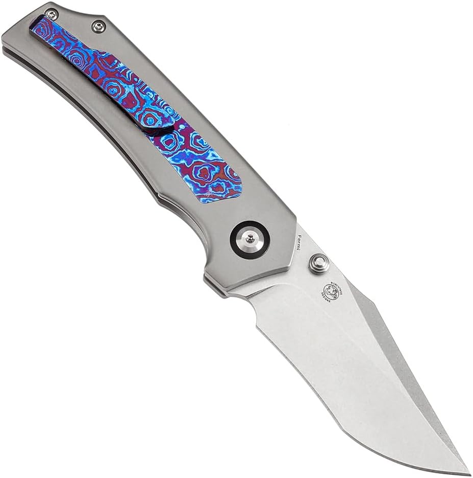 KANSEPT Fermi Pocket Folding Knives for Men Women Camping Hiking Folding Knife 3.11'' Stonewashed CPM 20CV Blade EDC Knife with Timascus Handle Everyday Carry K1122A4