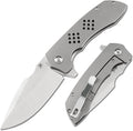 KANSEPT Entity Pocket Folding Knives EDC Camping Folding Knife 3.52'' Satin CPM-S35VN Blade Pocket Folding Knife with Bead Blasted Titanium Handle Everyday Carry K1036A1