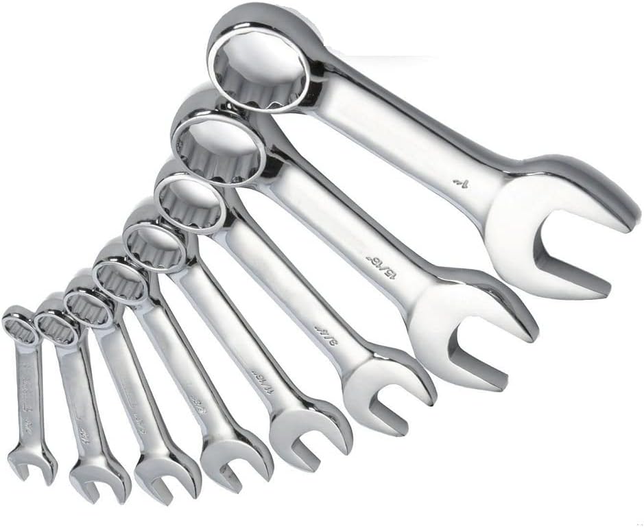 Stubby Combination Wrench Set SAE Forged steel construction 8-Piece,Jikkolumlukka