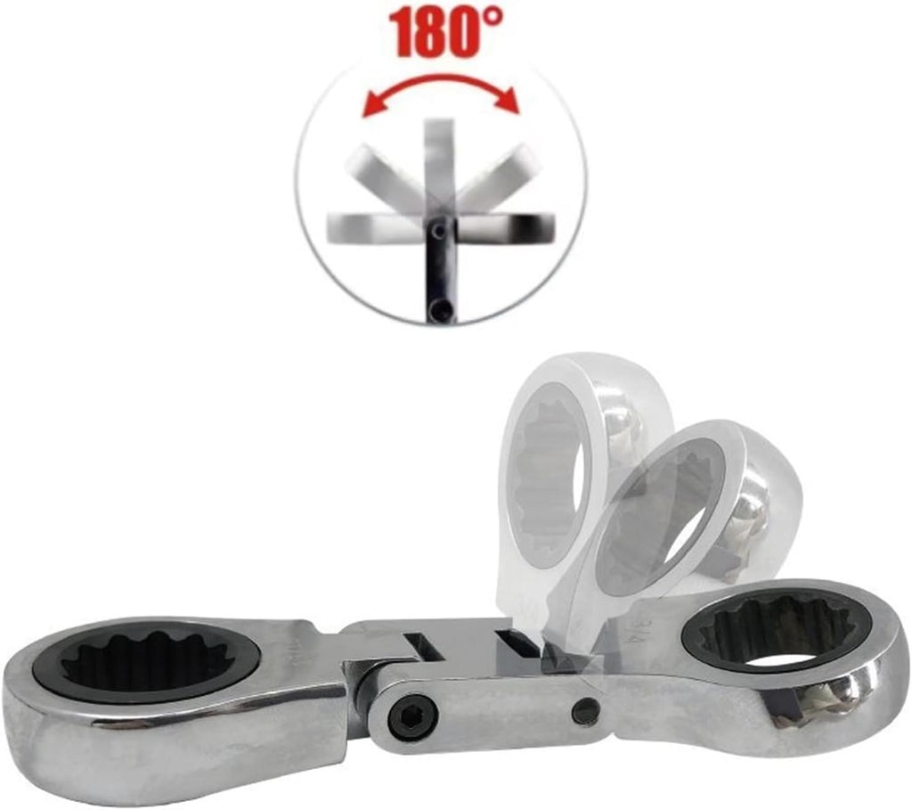 1pc Stubby Wrenches Set, Flex Head Ratcheting Wrench Set Double Box End Ratchet Wrench SAE 1/4-3/4IN 5 Pieces