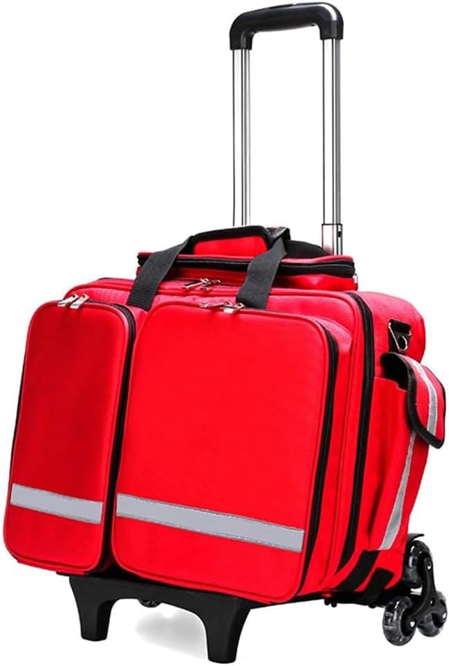 Professional First Aid Kit, Wheeled Medical Cart Bag, Waterproof Emergency Medical Storage Bag, Suitable for Emergency Medical Technicians