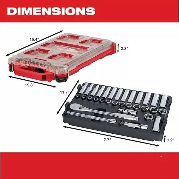 48-22-9482 3/8' Drive Ratchet & Socket Set, Metric, 32 Pcs For Milwaukee Tool
