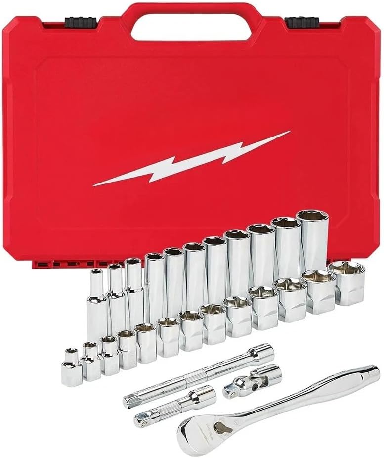 New 48-22-9408 Socket Wrench Sets for Milwaukee 3/8' Drive Ratchet and Socket Set - 28PC