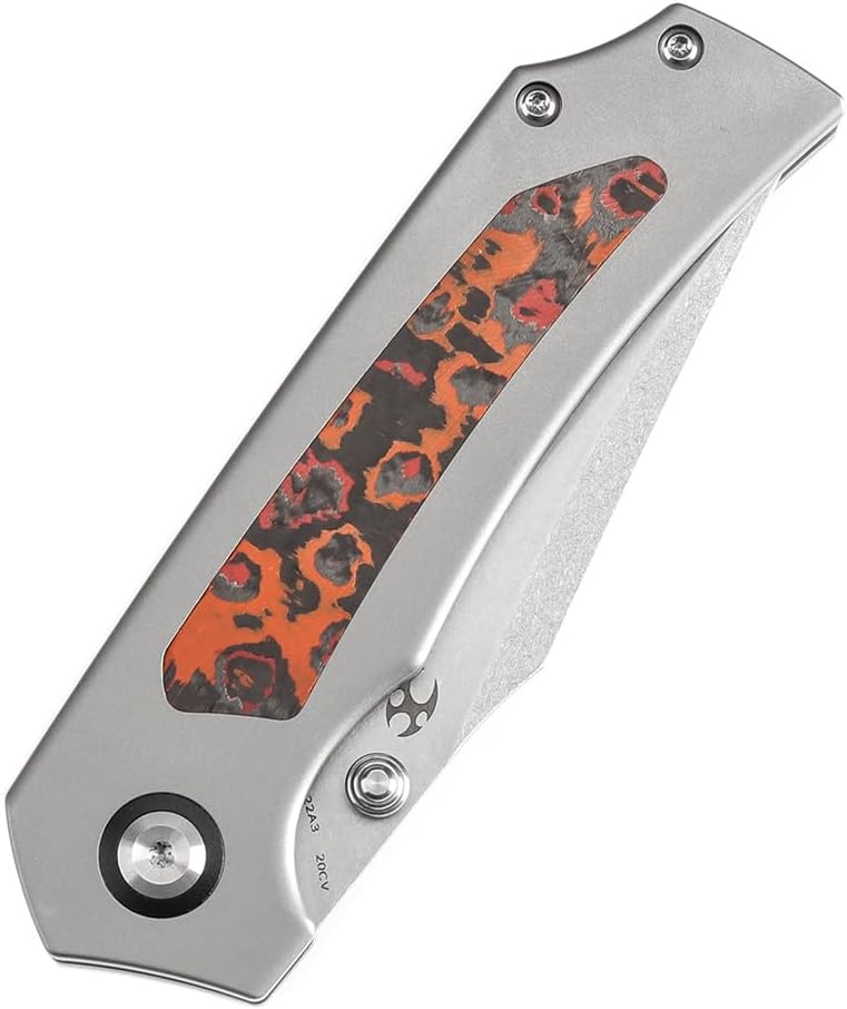 KANSEPT Fermi Pocket Folding Knives for Men Women Camping Hiking Folding Knife 3.11'' Stonewashed CPM 20CV Blade EDC Knife with FatCarbon MarsValley Carbon Fiber Handle Everyday Carry K1122A3