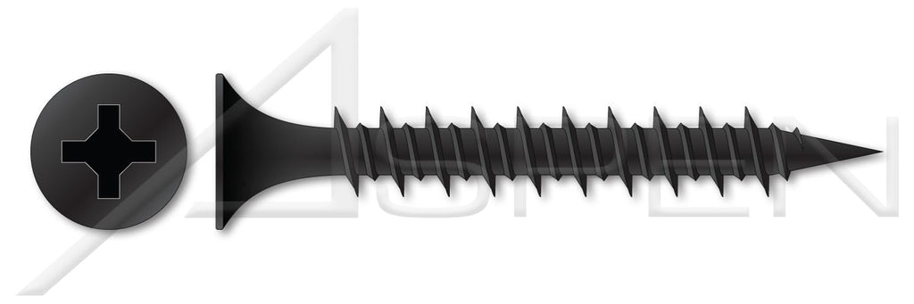 (7000 pcs) #6 X 2, Drywall Screws, Bugle Phillips Drive, Hi-Lo Double-Lead Thread, Fine Thread, Steel, Black Phosphate