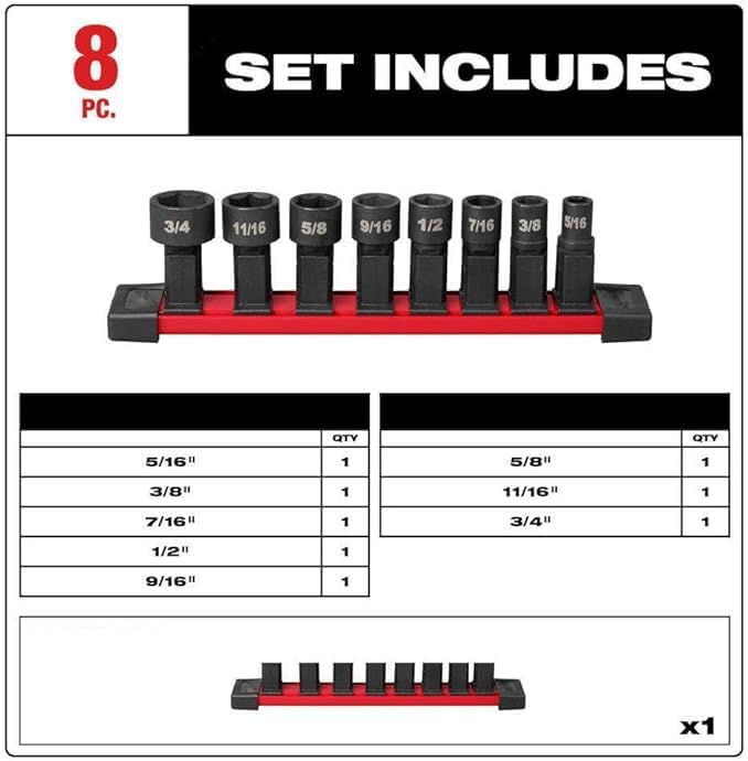 49-16-1640 Fits For Milwaukee 49-16-1640 Box Ratchet Socket Set - 8 PC