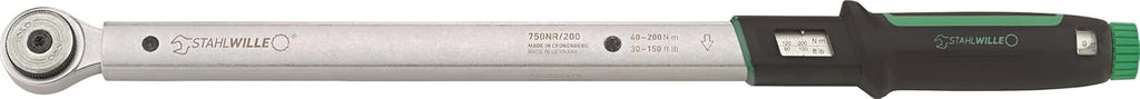 STAHLWILLE 750NR/200 Torque Wrench 40-200 N·m with 1/2 Inch Reversible Ratchet with Certificate Made in Germany