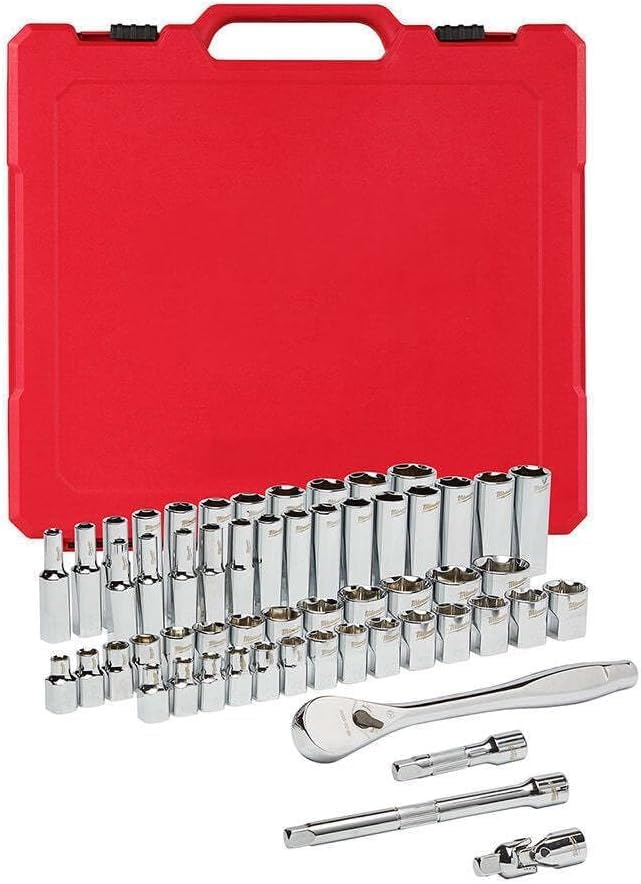 56pc 48-22-9008 for Milwaukee 3/8-Inch Drive and Metric Ratchet and Socket Set