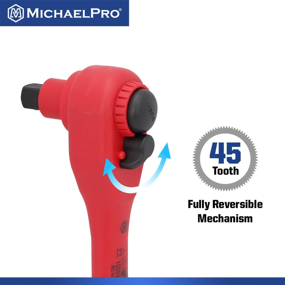 MichaelPro 16-Piece 3/8' Drive VDE Insulated Tools Set with Sockets, Bits Sockets, Wrenches, Ratchet, Electrical Tools | MP005047