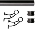 Solid Bar Mount Foot Rail Kit, 2' OD Matte Black Stainless Steel Tubing w/Internal Connector, 2 ft = 24 in Long, Bar Mount Foot Rail Bracket, Flat End Cap