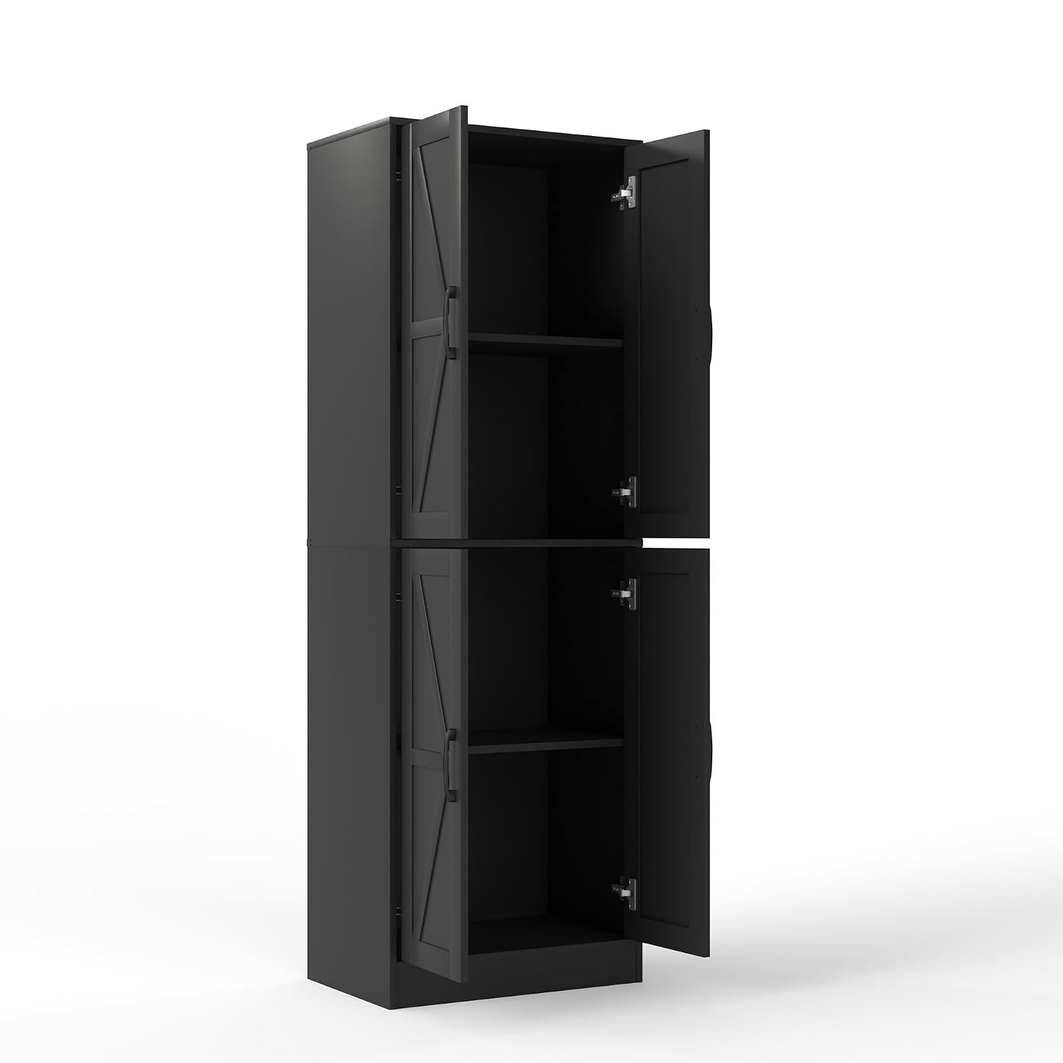 Storage Cabinet,Kitchen Pantry Cabinet,Kitchen Pantry Storage Cabinets with 4 Doors,Tall Kitchen Pantry with Adjustable Shelves,Cupboard for Kitchen,Pantry,Dining Room,Living Room and Bathroom,Black