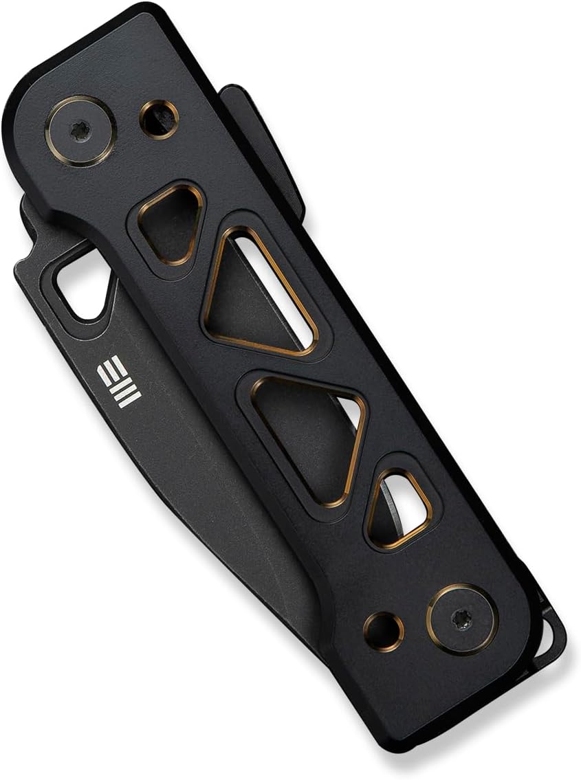 WeKnife Tyro Pocket Knife for Men, Superlock Folding Knife with 4-position Pocket Clip, 2.91' CPM 20CV Steel Blade 6AL4V Titanium Handle, Designed by Snecx Tan WE24001-1 (Black)
