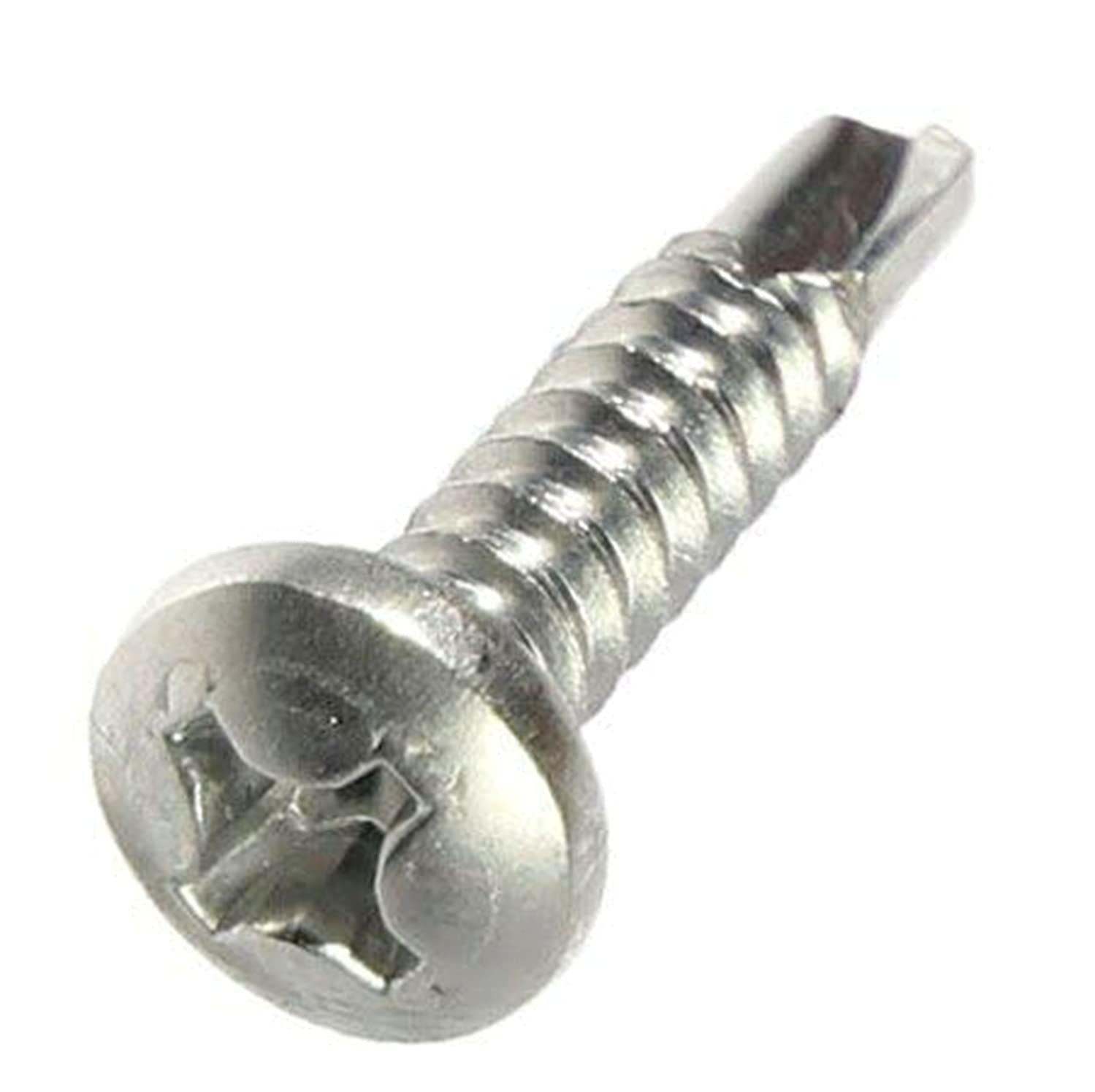 #8 x 2' Phillips Pan Head Self Drilling Metal Tek Screws Kit Hardware Stainless Pack of 1000 Fastener Set LS20374F