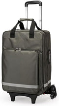 Rolling Medical Bag, Professional First Aid Kits, Nurse Rolling Bag with Removable Dividers, Emergency Responder Trauma Bag, Reflective Strips, for Home, Nurses, Doctors, EMT,(Green)