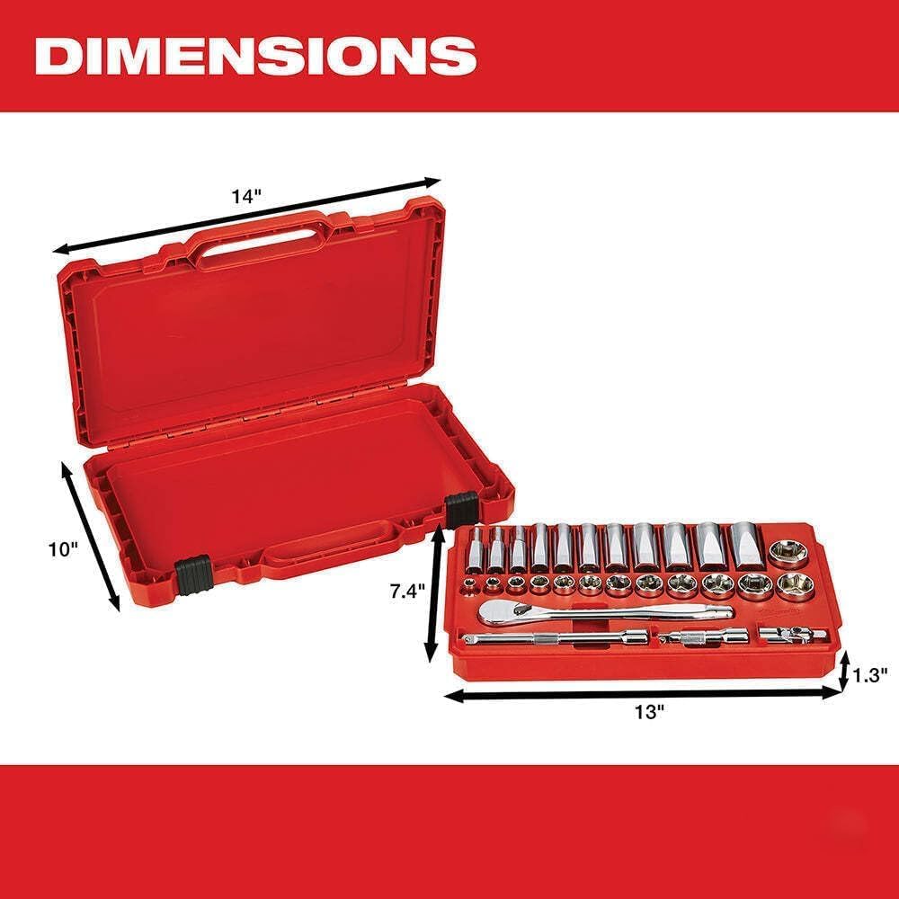 48-22-9408 for Milwaukee Ratchet/Socket Set, Wrench Socket 3/8-Inch Drive Durable Ratchet and Socket Set - 28PC
