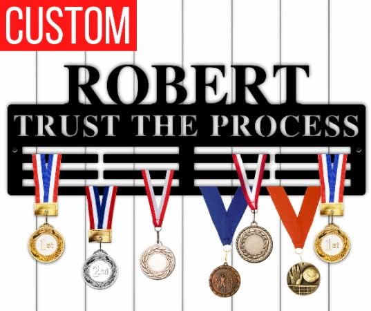 Custom Medal Hanger Holder Display, Personalized Medal Holder, Custom Metal Holder, Metal Medal Holder, Custon Name Metal Medal Holder (36' Wide)