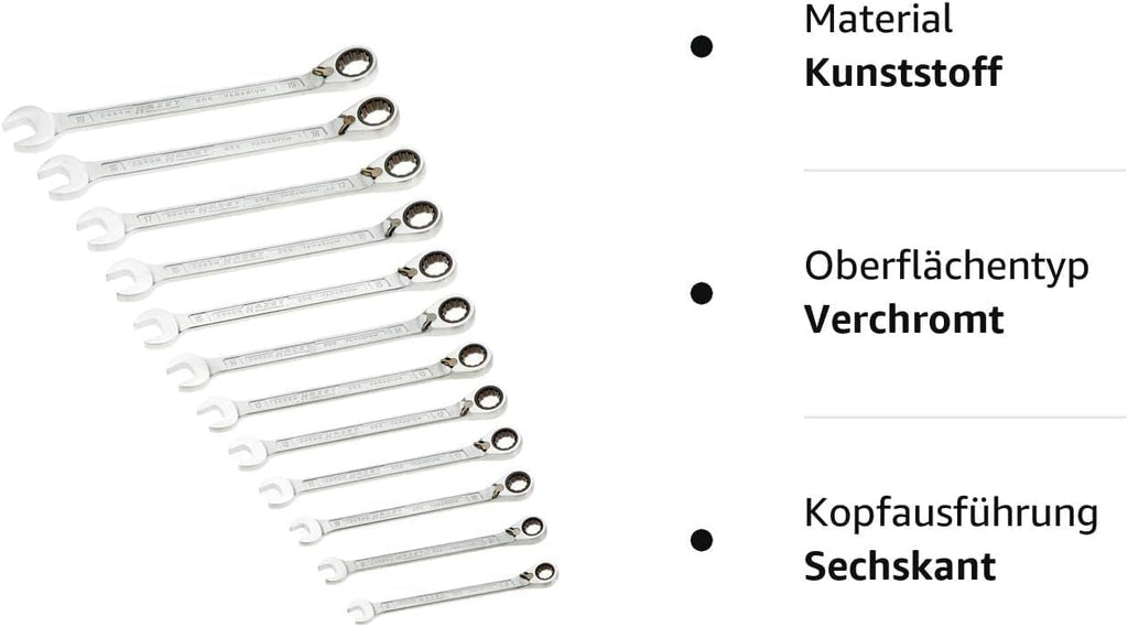 Hazet 606N/12 12-Point Profile Ratcheting Combination Wrench Set - Chrome-Plated