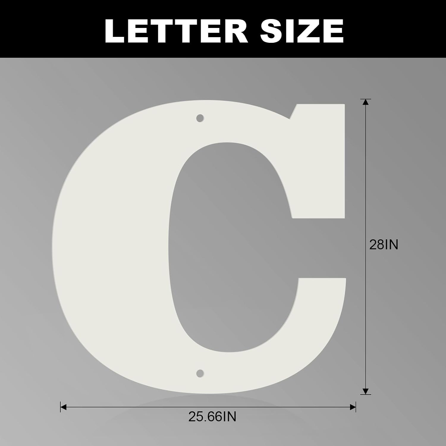 28 Inch White Metal Letters, Modern Metal House Address Letters and Numbers for Outside Signs, Outdoor Mailbox Numbers, for Door, Apartment, Office, Home Use(Letter C)