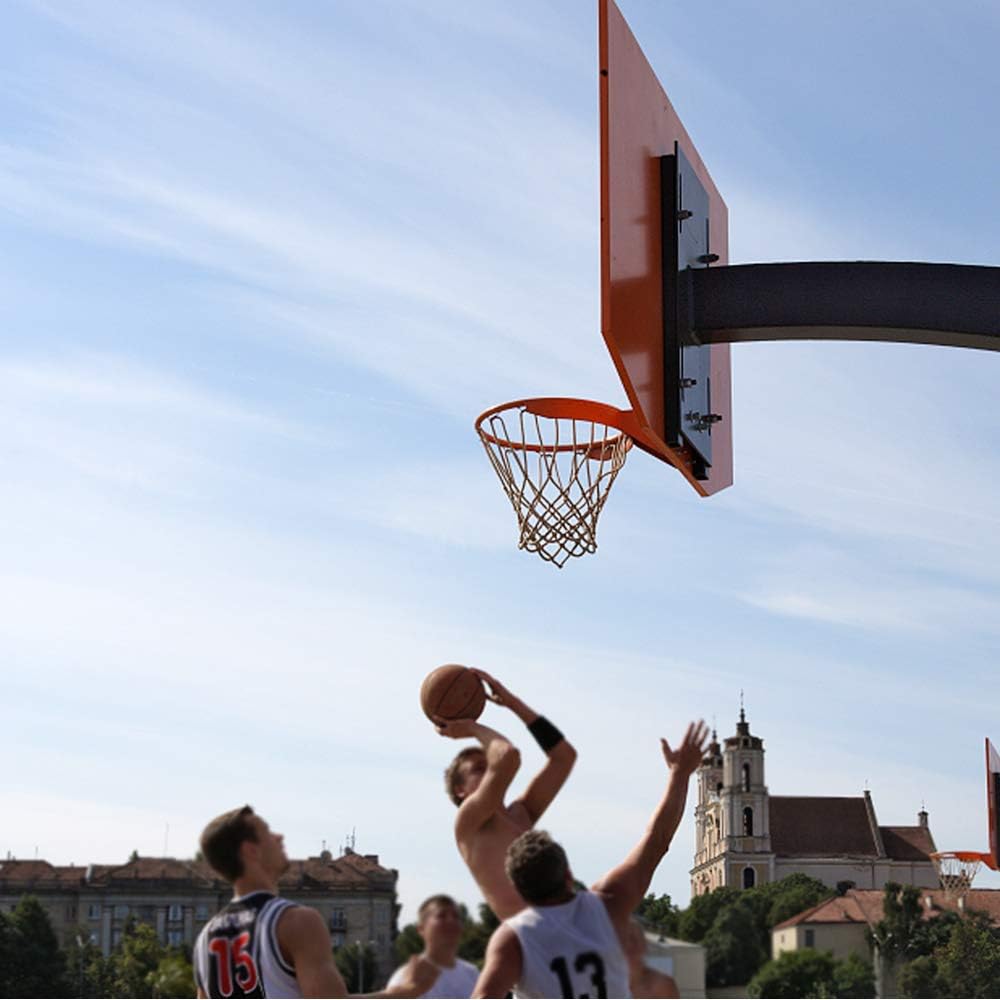 Professional 180º Heavy Duty Breakaway Basketball Rim，18 inch Flex Rim Goal Replacement Fits 5'x5', 5'x4', 4'x3'，5'x3' Hole Pattern Backboard