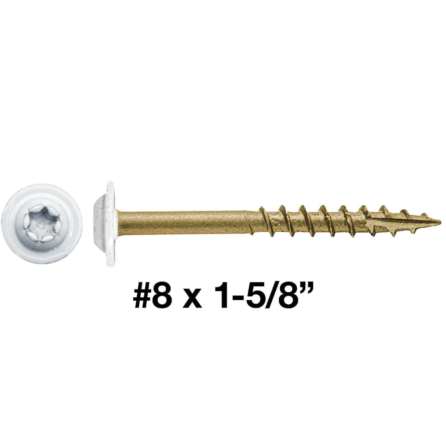 8 x 1-5/8' White Bronze Star Multipurpose Torx/Star Drive - Exterior Coated Modified Truss Head Cabinet Wood Screw - CASE Qty 42 Boxes - 5,544 Screws