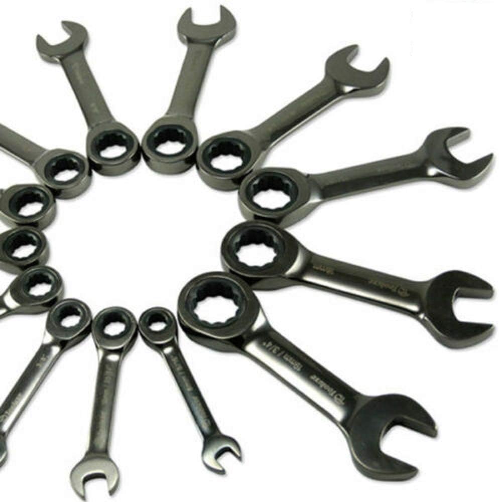 13 pc Duo-metric Stubby Ratcheting Combo Gear Wrench Set SAE & METRIC Tool,Jikkolumlukka
