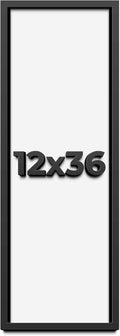 12x36 Shadow Box Black Solid Wood Display Frame with White Acid-Free Backing UV Acrylic & Hanging Hardware - with 3/4' Usable Depth