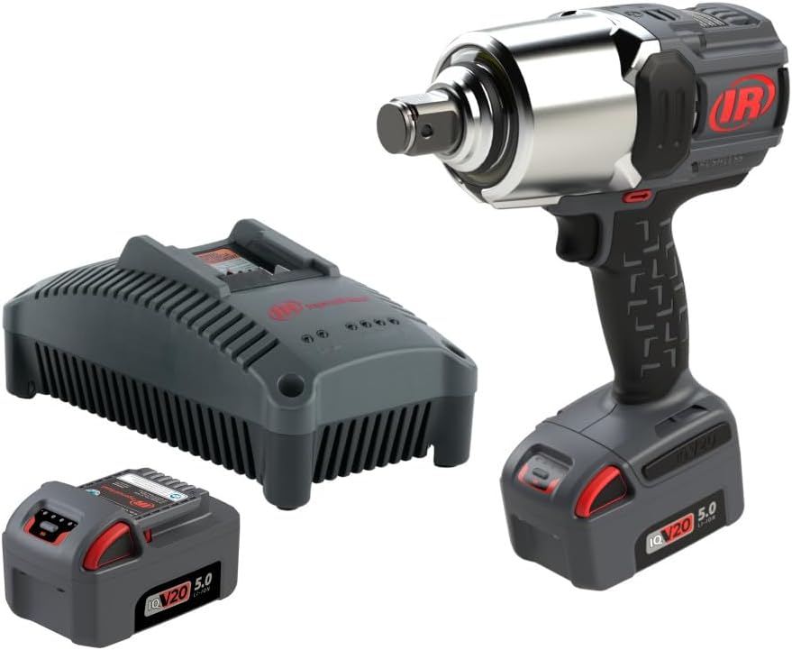 Ingersoll Rand W8191-K2 1' 20V Cordless Impact Wrench 2 Battery Kit, 2000 ft-lb Torque, Friction Ring Thru-hole, Pistol
