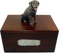 Wooden Dog Urn for Ashes with Chocolate Labrador Retriever Figurine | Personalized Pet Memorial Urn with Pewter Engraving | Lab Dog Memorial Gift for Loss of Pet by Conversation Concepts