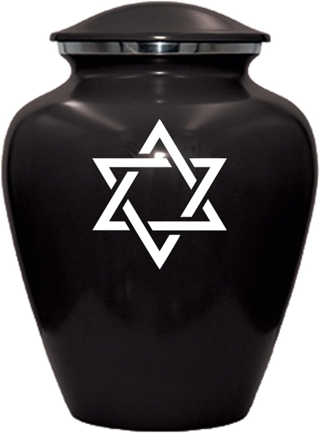 Star of David Blue Cremation Urn for Human Ashes, Jewish Cremation Urn, Religious Ash Urns with Personalized Engraving (Black)