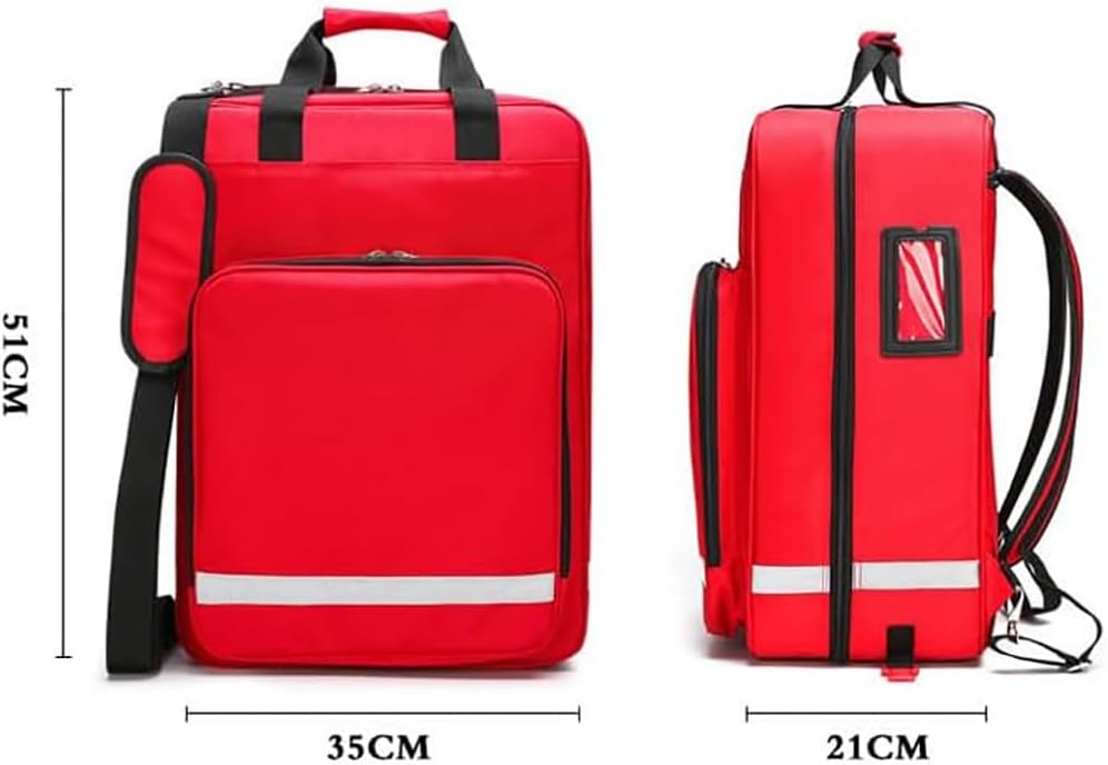 Rolling Medical Bag, Professional First Aid Kits, Nurse Rolling Bag with Removable Dividers, Emergency Responder Trauma Bag, Reflective Strips, for Home, Nurses, Doctors, EMT,(Green)