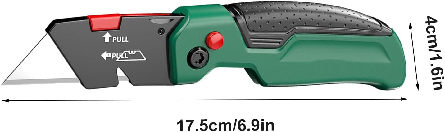Heavy-duty Folding Utility Knife，with Integrated Blade Storage，box Cutter Folding Includes Belt Clip, 13 Blades(*3)
