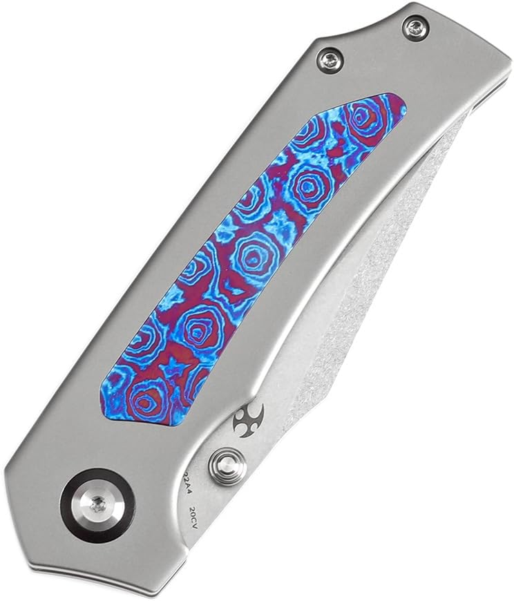 KANSEPT Fermi Pocket Folding Knives for Men Women Camping Hiking Folding Knife 3.11'' Stonewashed CPM 20CV Blade EDC Knife with Timascus Handle Everyday Carry K1122A4