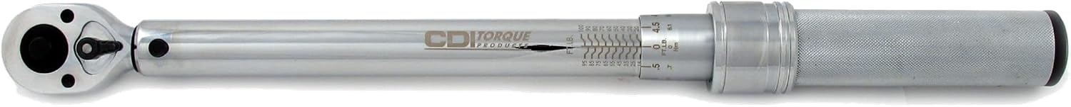 CDI 1501MRMH Dual Scale Micrometer Adjustable Click Style Torque Wrench with Metal Handle - 1/4-Inch Drive - 20 to 150 in. lbs. Torque Range