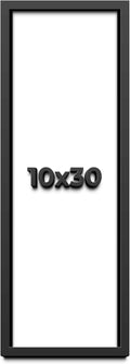 10x30 Shadow Box Black Solid Wood Display Frame with White Acid-Free Backing UV Acrylic & Hanging Hardware - with 3/4' Usable Depth