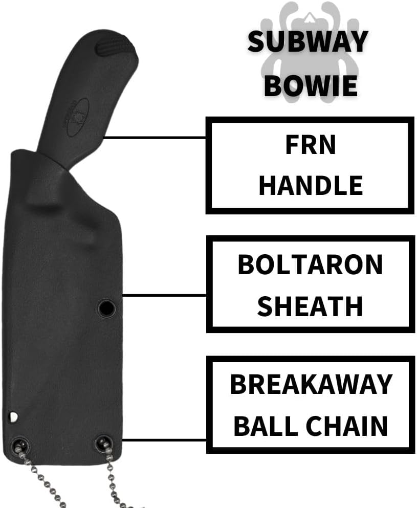 Spyderco Subway Bowie Fixed Blade Knife with 2' LC200N Steel Blade and FRN Handle - EDC Knife for Men and Women, Perfect for Hunting, Tactical, Camping, Survival, Hiking - PlainEdge - FB48PBK