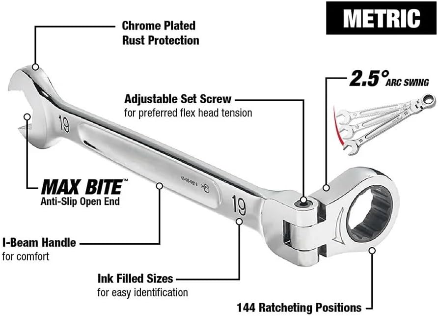 New 48-22-9513 Combination Wrenches for Milwaukee Metric Ratcheting Wrench Set - 15pc