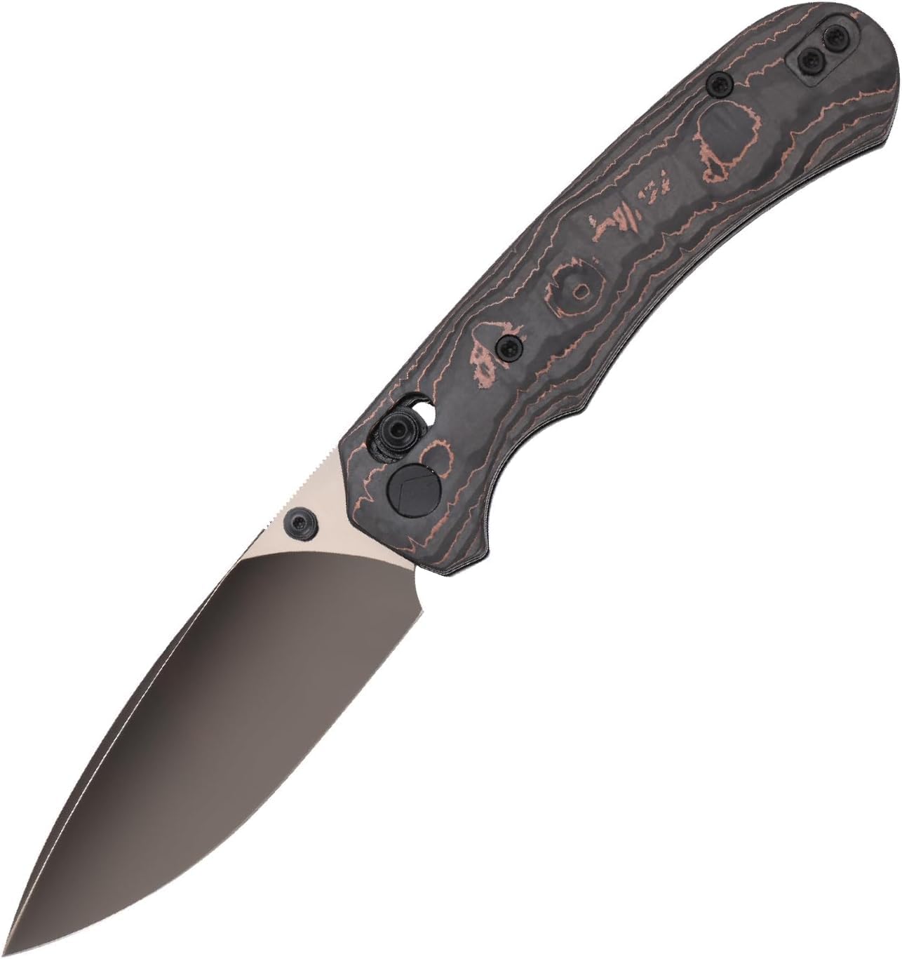 Folding Pocket Knife, 3.31'' M390 Blade, Erogonomic Titanium Handle, Pocket Knife for Men, EDC Knife for Hunting, Outdoor Survival Fishing Hiking Camping Knives (Black&Brown)