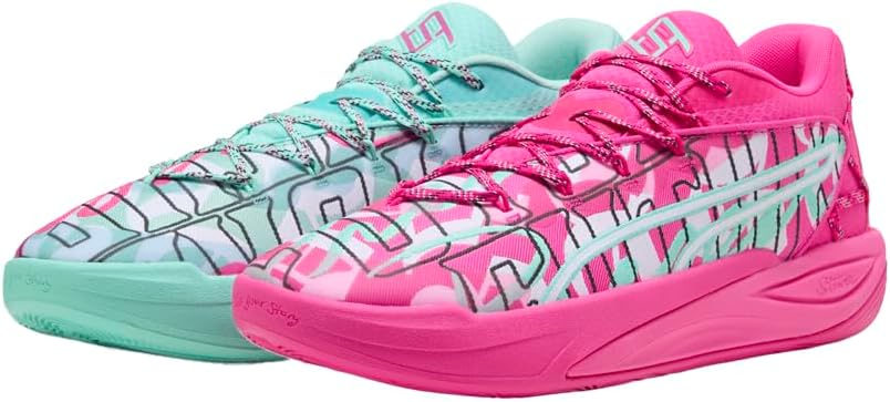 PUMA Womens Stewie 4 Timeless Basketball Sneakers Shoes - Green, Pink