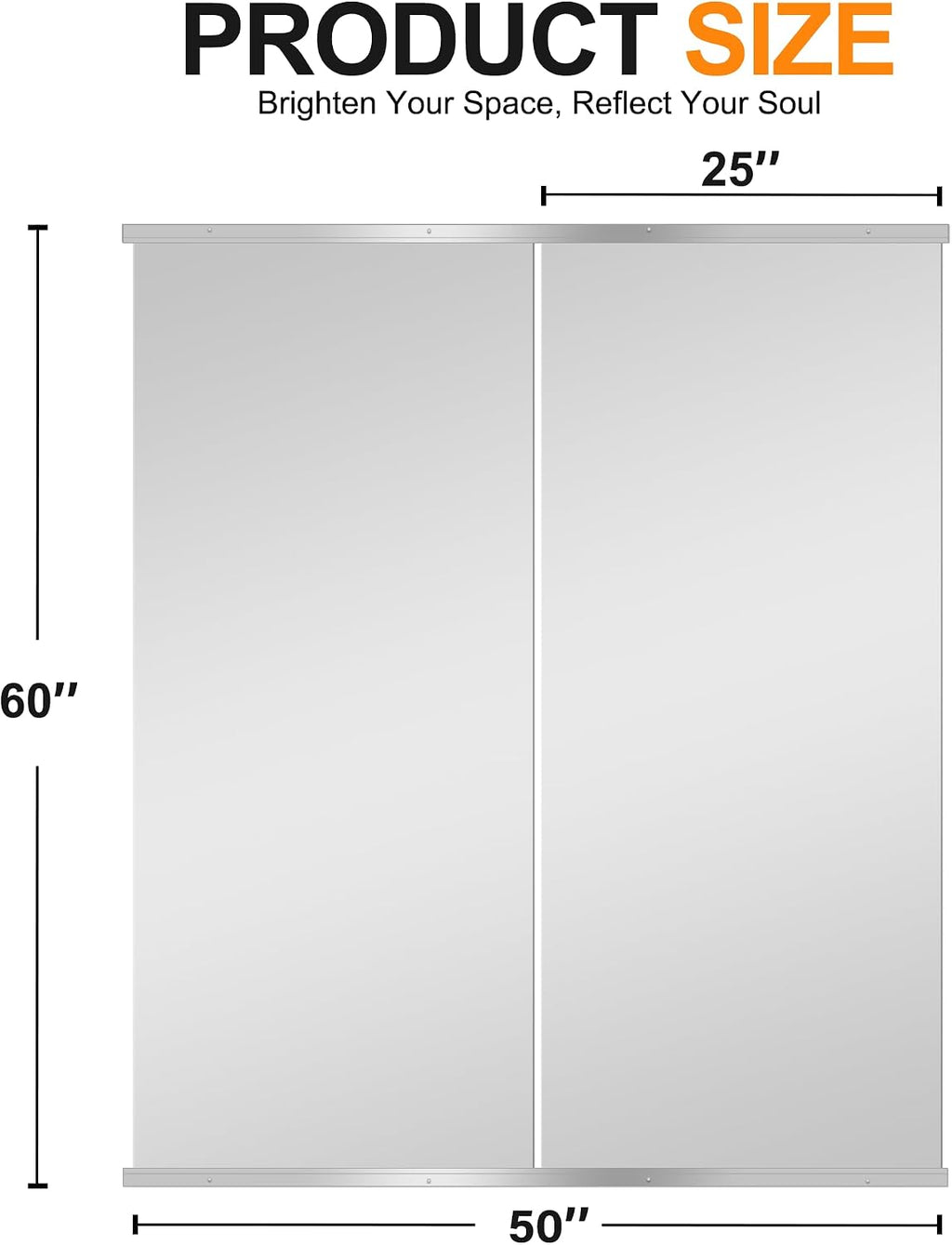Delma Home Gym Mirror,60''x25''x2PCS Silver,Large Full Body Tempered Glass Frameless, Wall-Mounted for Gym, Yoga, Garage, Bedroom, Bathroom