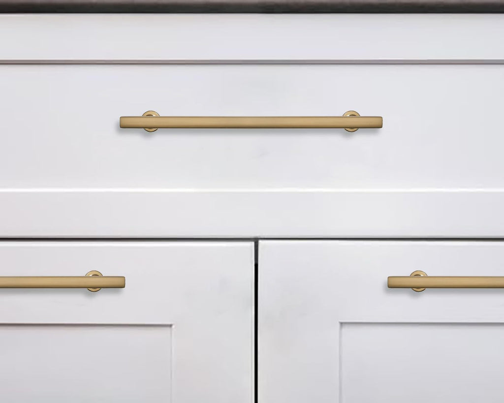 khtumeware 3-Pack Appliance Handle Pull Brushed Brass Heavy-Duty Solid Cabinet Pulls,12Inch(305mm) Hole Center,Drawer Pulls Square pulls Cabinet Hardware Kitchen Bathroom Dressing Table,
