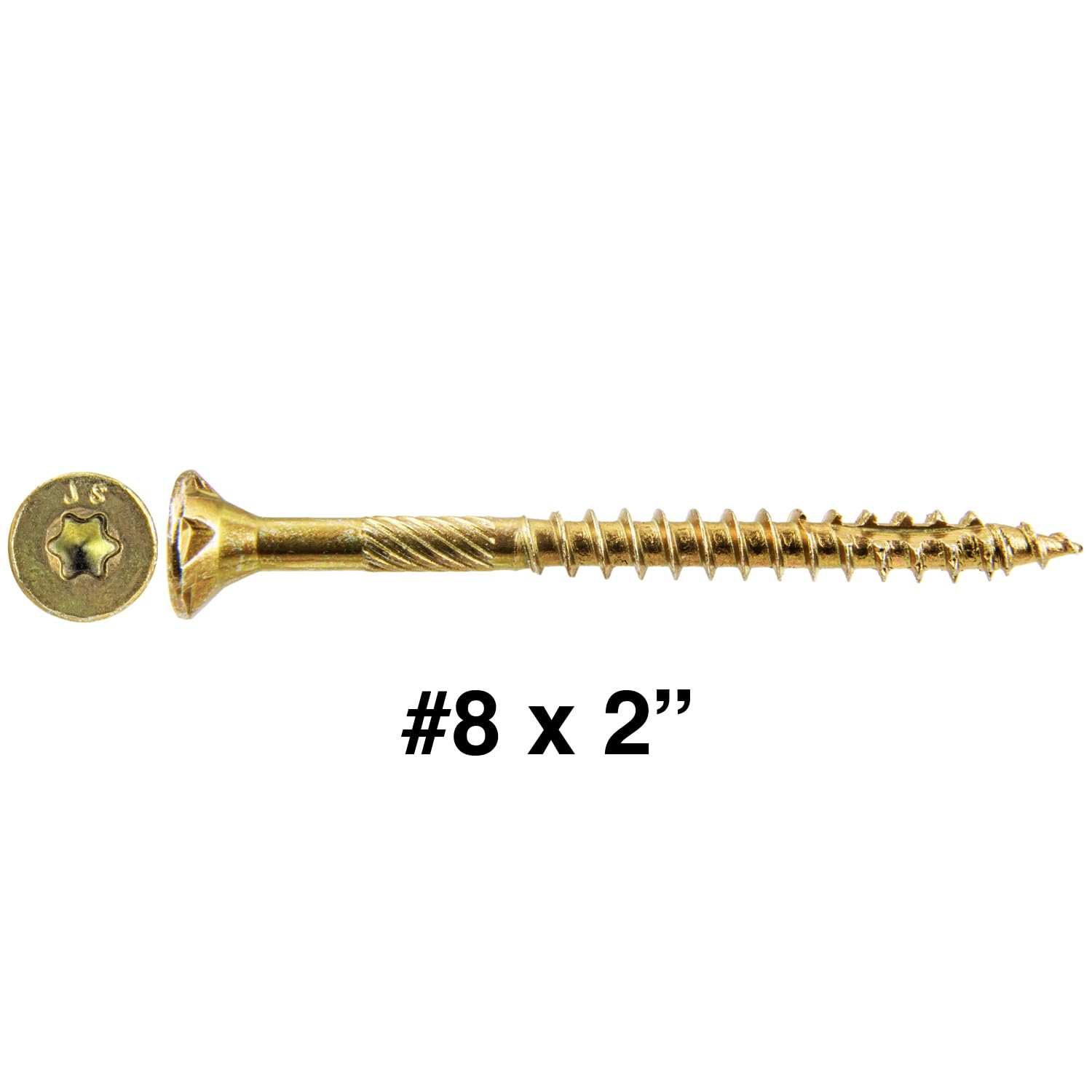 Jake Sales #8 x 2 Gold Star Wood Screw Torx Drive Flat Head (Full Box - 3500 Screw Count) - Multipurpose Wood Screws