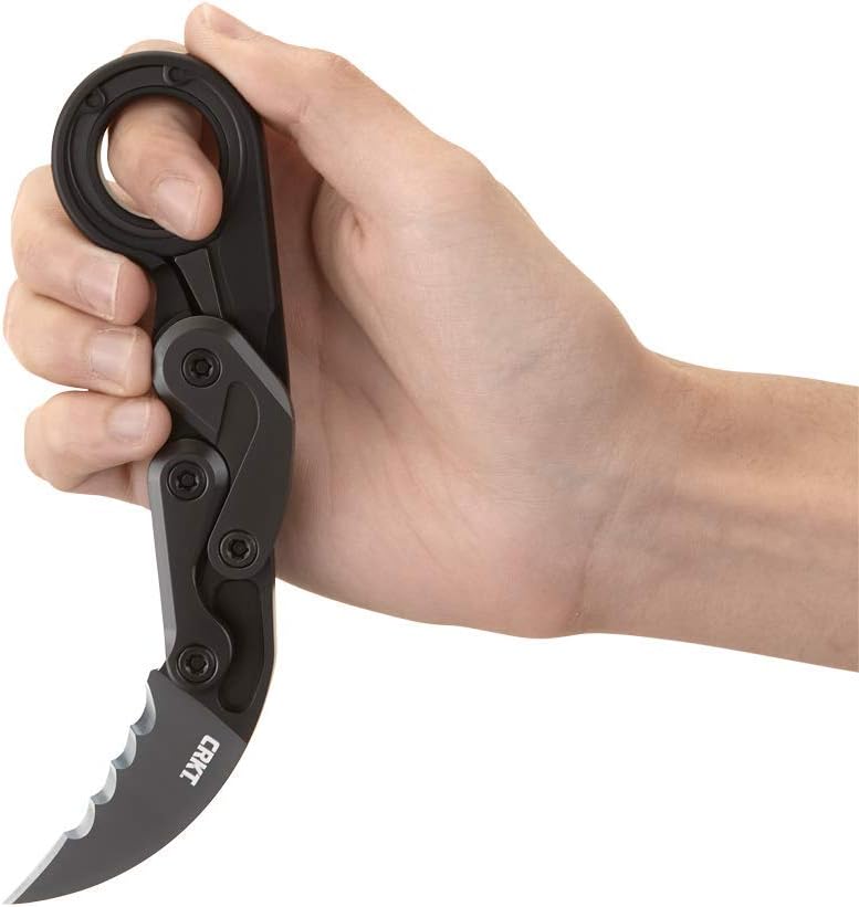 CRKT Provoke Folding Knife with Kinematic: Morphing Karambit, D2 Veff Serrations Blade, Aluminum Handle, Pocket Clip, 4040V