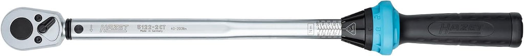 HAZET Torque Wrench 5122-2CT I Output: Square 12.0.20 In, 1/2 Inch, Tolerance: 4%, 32 Teeth Actuating Angle 11.25 Degrees I User-Friendly Reversible Ratchet for Car And Bicycle I 20.43 In